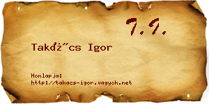 Takács Igor névjegykártya