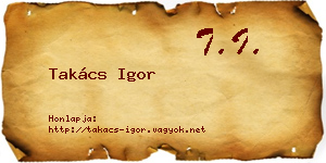 Takács Igor névjegykártya